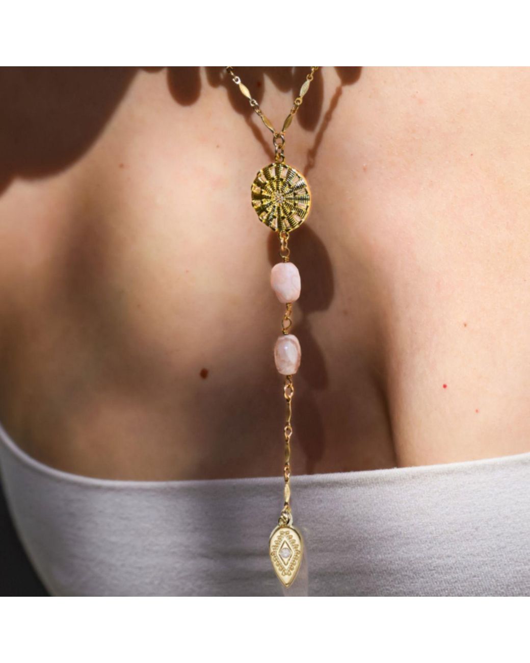 Rachel Nathan Metallic Neutrals Sun Blossom Y-Necklace