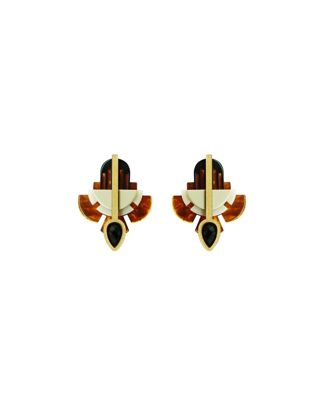 Gissa Bicalho Brown Handmade Acrylic Earring Short Demy Granite