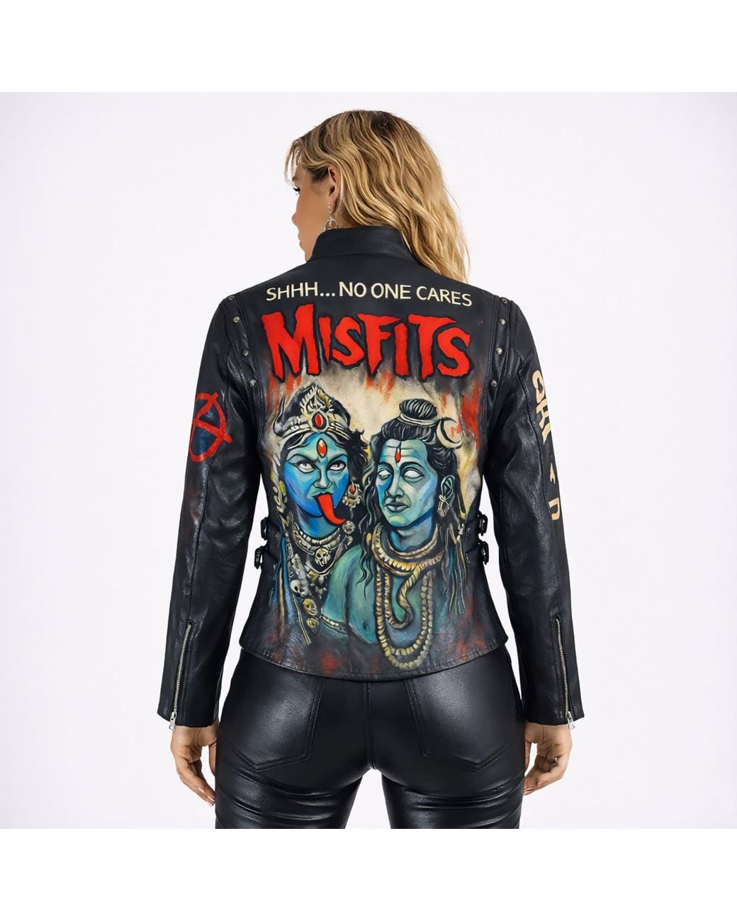 Zasta Studio Green Divinity Hand-Painted Biker Jacket