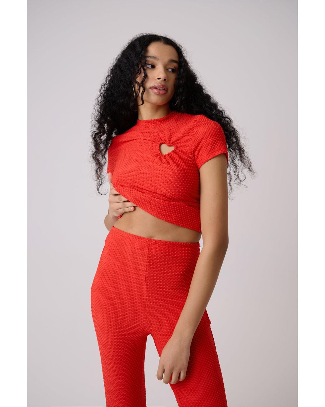 Amy Lynn Red Bowie Cherie Heart Cut Out Top
