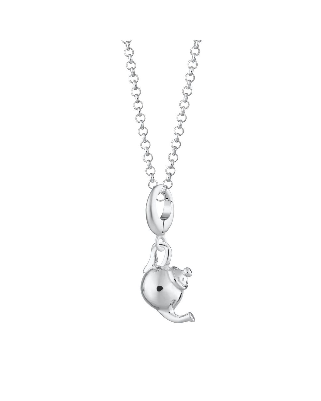 Lily Charmed Metallic Sterling Teapot Charm Necklace