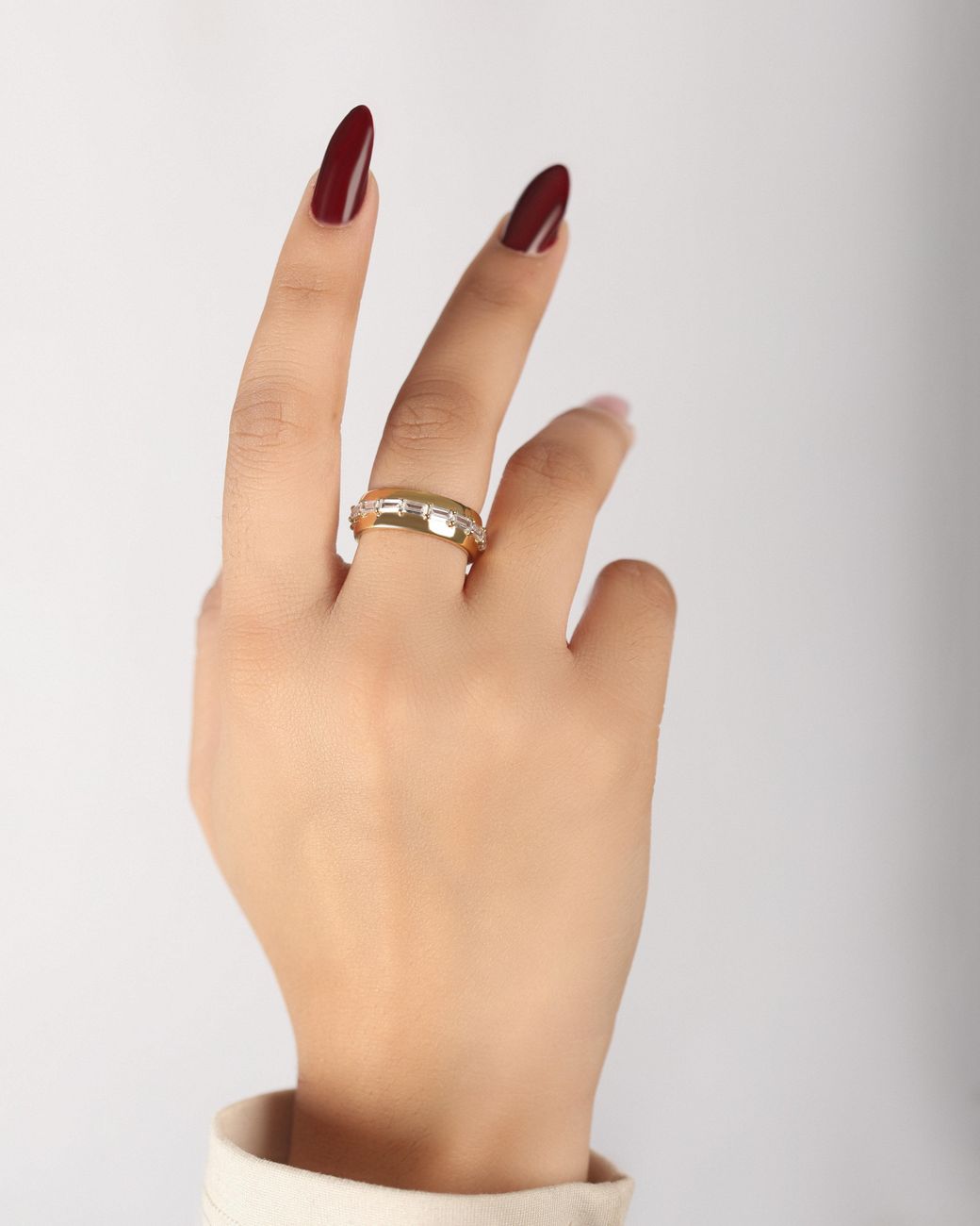 The Jewelz White Drum Baguette Ring For