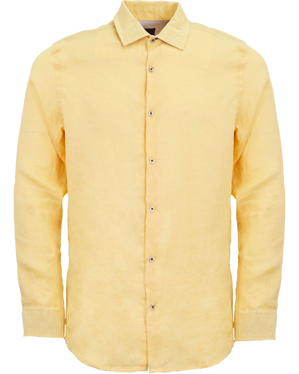 Lords of Harlech Yellow Laurent Linen Shirt for men