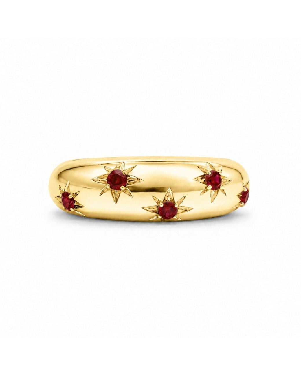Unaloe Metallic Quartz Starburst Wide Band Ring – Plated Sterling
