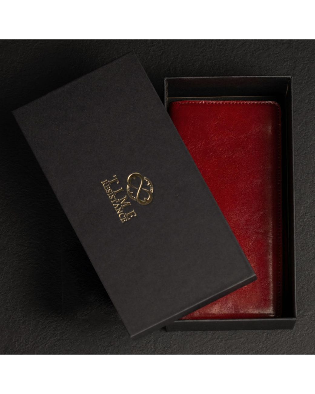 Time Resistance Red Leather Coat Wallet