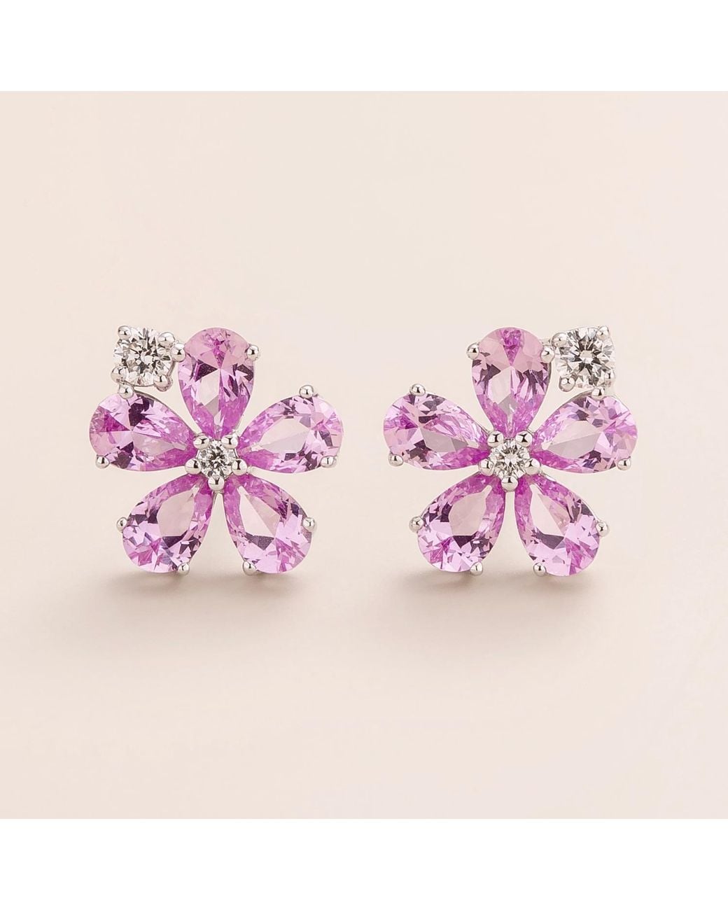 Juvetti Pink Florea Earrings Diamonds & Sapphires