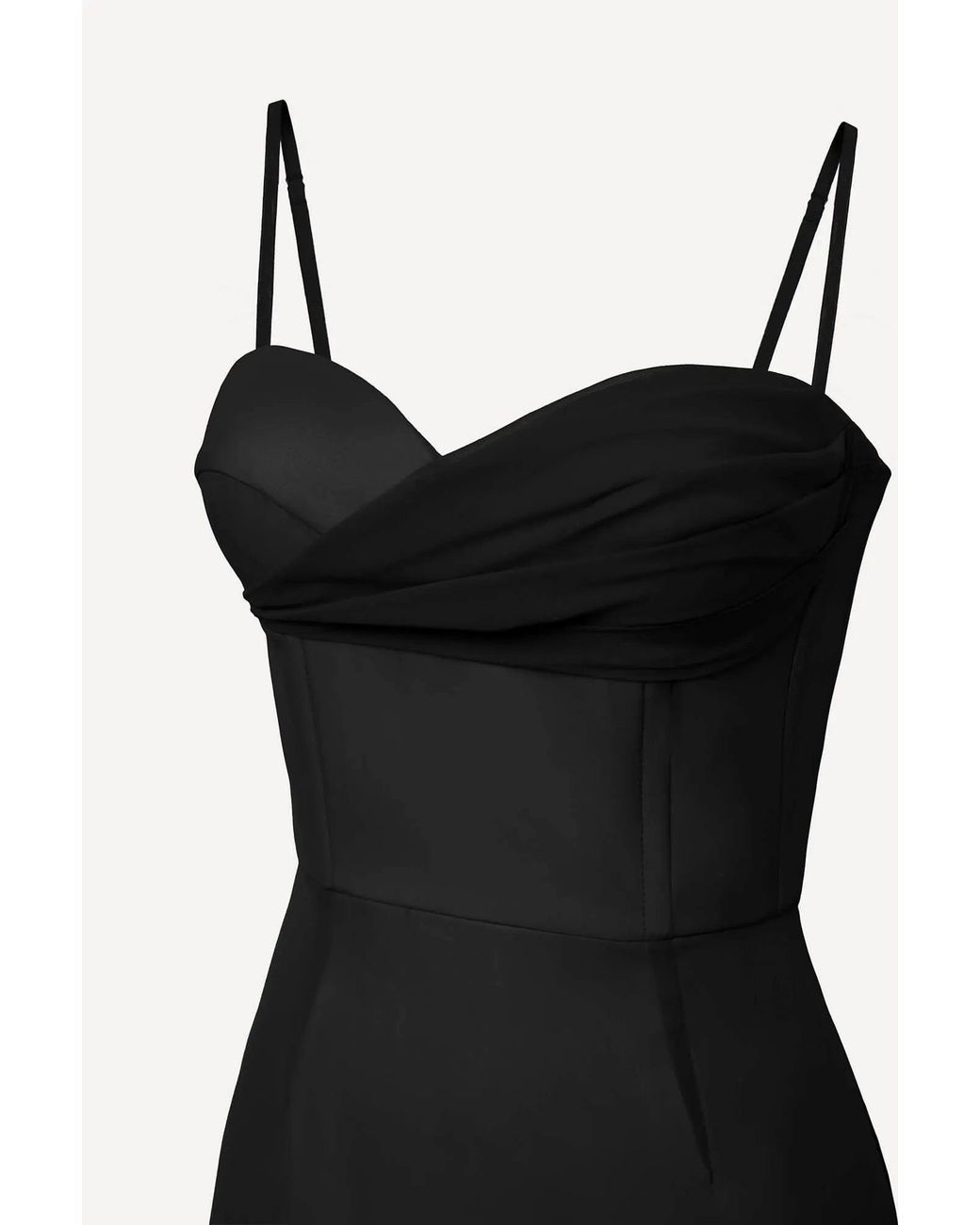 POST MERIDIEM Black Draped Bodice Bottom Flounced Bustier Dress