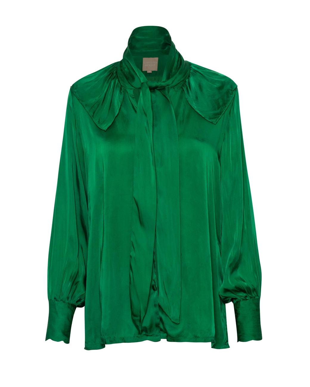 Carolina Benoit Green For Rose Vegan Silk Pussy Bow Top