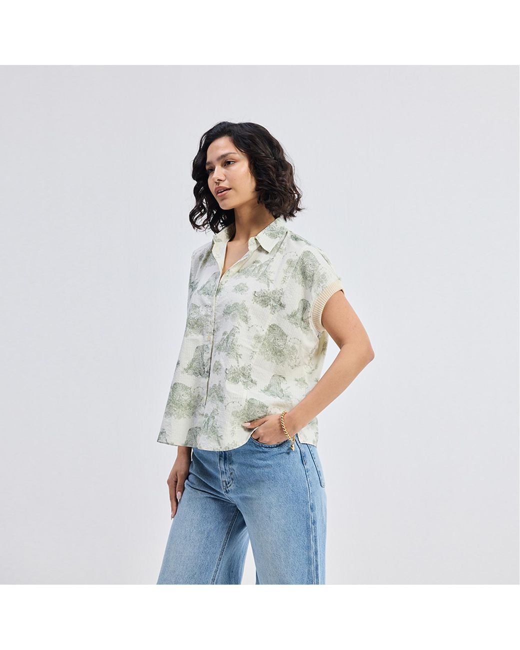 REISTOR Green Relaxed-Fit Button-Down Shirt