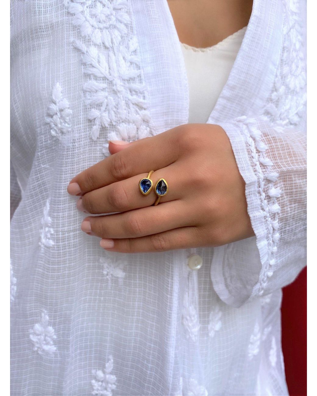 Opium Jewels Blue Teardrop Cocktail Ring
