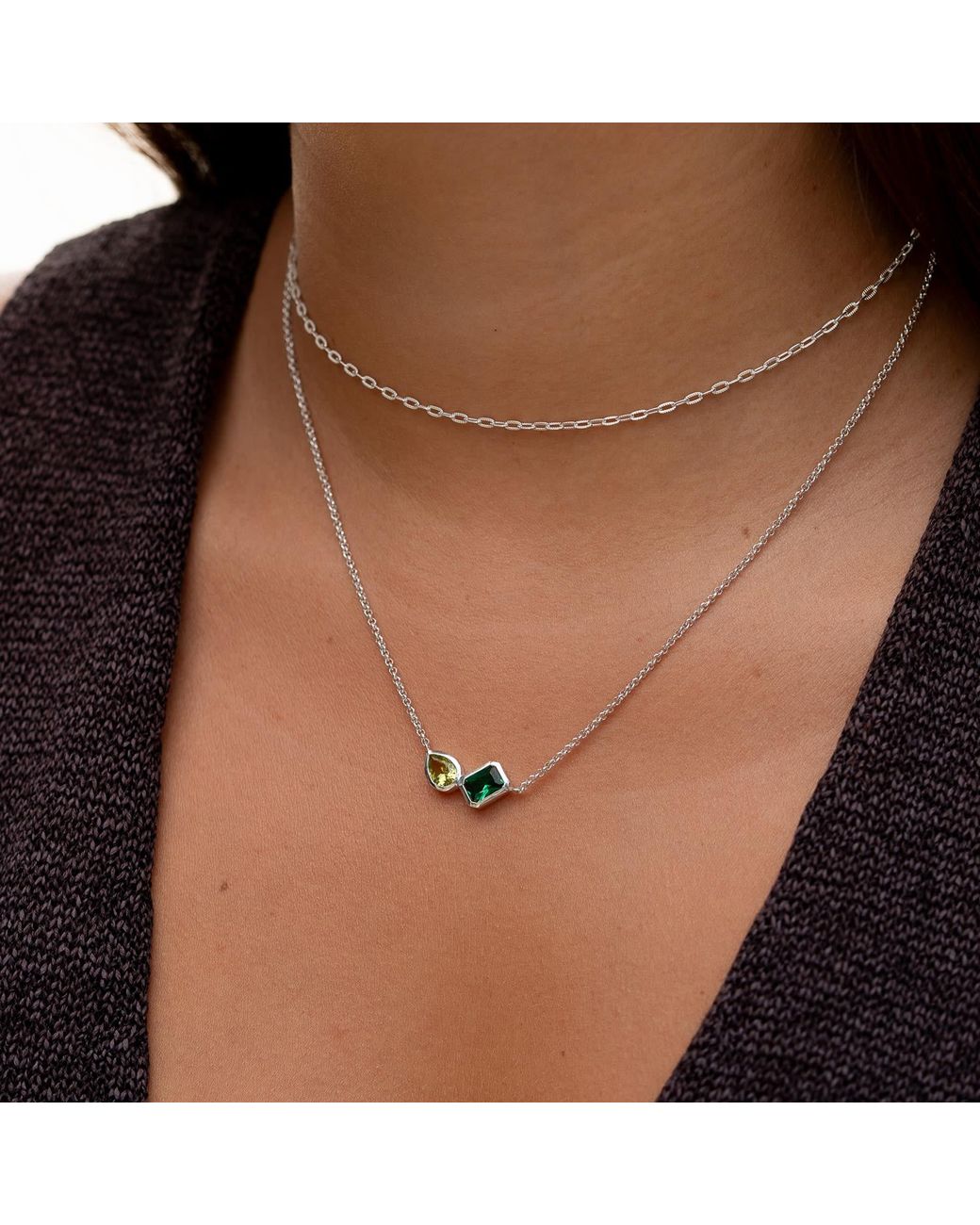 Dower & Hall Metallic Garnet & Peridot Duo Tutti Frutti Necklace