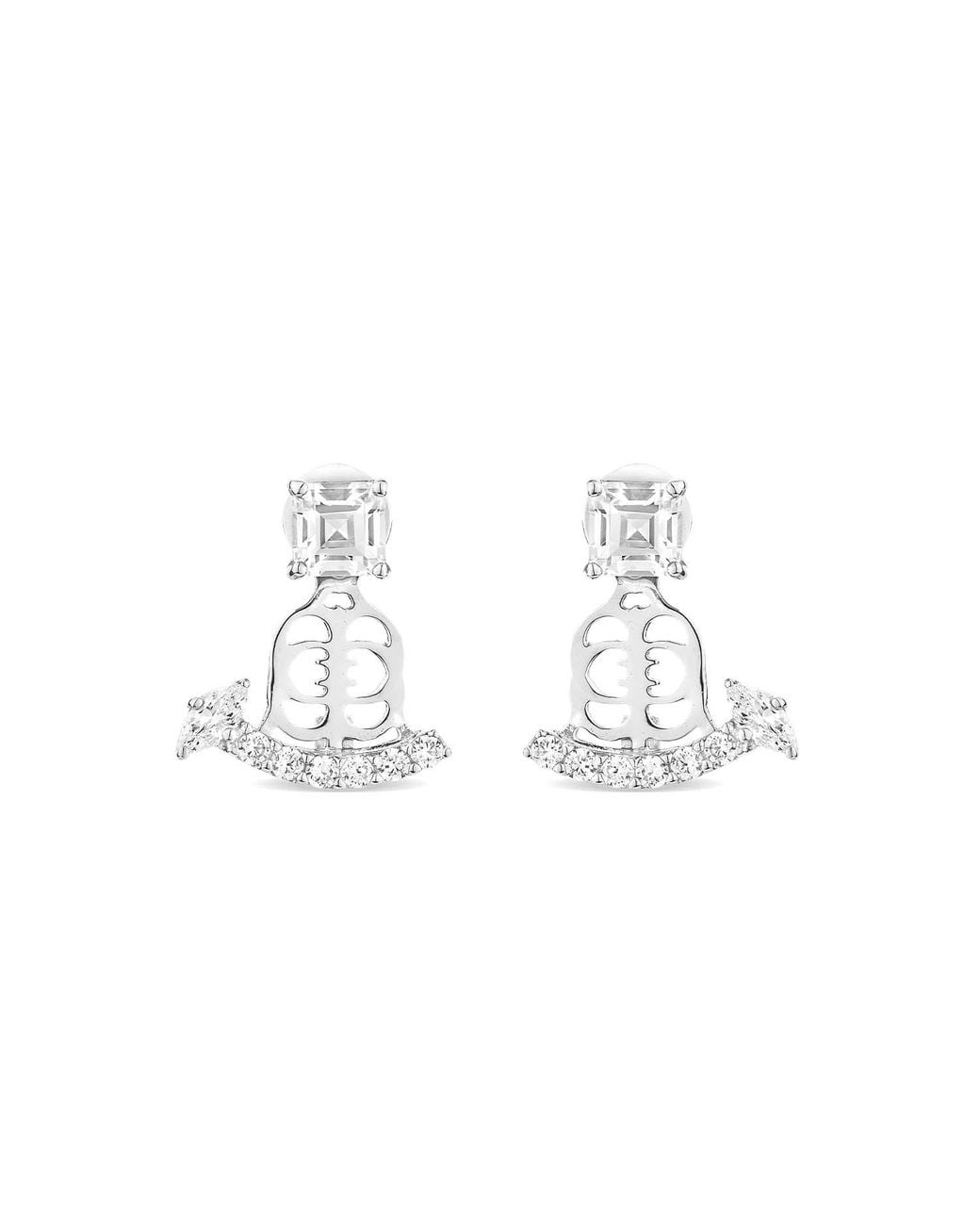 SALLY SKOUFIS White Revival Ear Jacket With Made Cz Diamond Stimulant