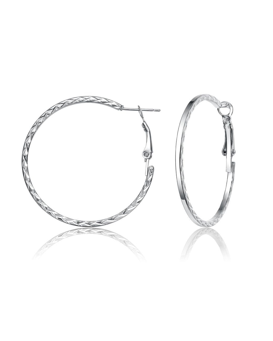 Genevive Jewelry Metallic Rachel Glauber Plated Textured Rope Round Hoop Earrings