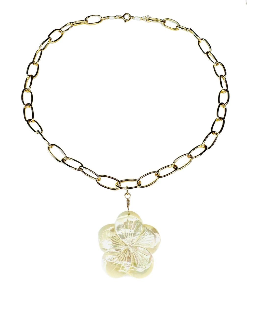 Lexi Jewelry Metallic Mother Of Pearl Sea Flower Necklace