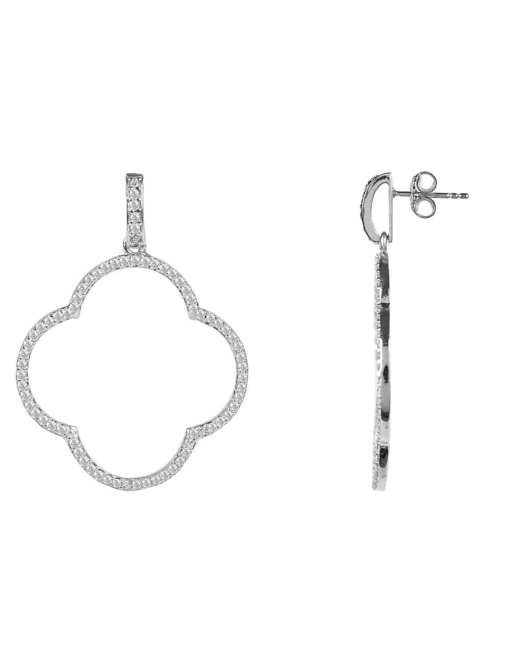 Latelita London Metallic Open Clover Large Drop Earrings Cz