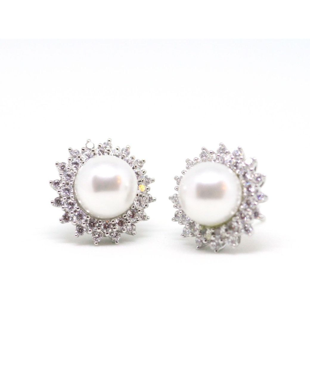 VicStoneNYC Fine Jewelry Metallic 14K Halo Diamond Pearl Earrings
