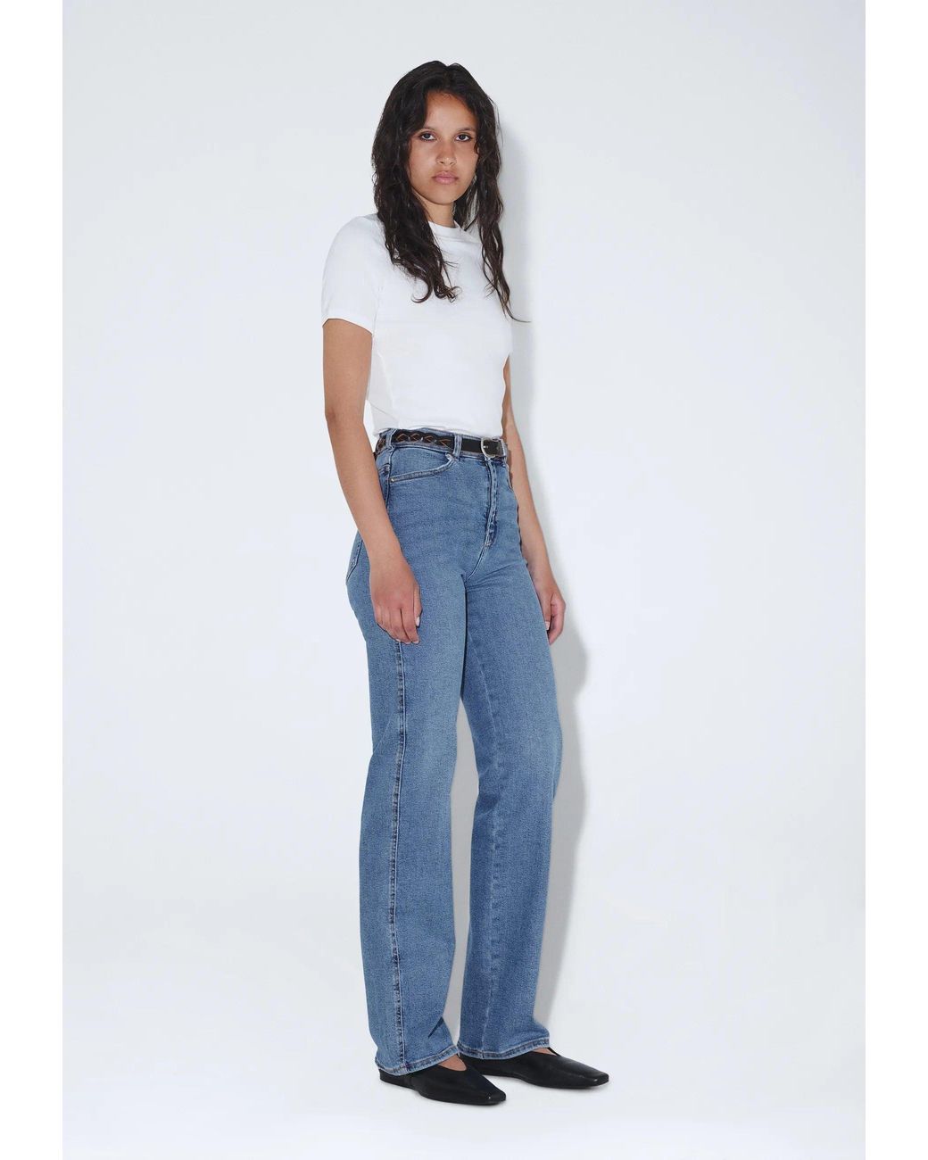 Dr. Denim Blue Moxy High Straight- Cape Sky Worn Hem