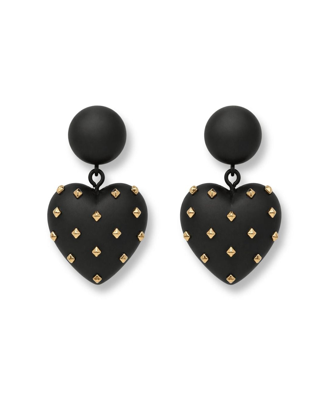 Michael Nash Jewelry Black Lavinia Matte Resin Studded Heart Drop Earrings