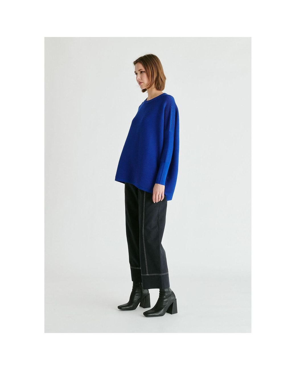 Paisie Blue Ribbed Jumper