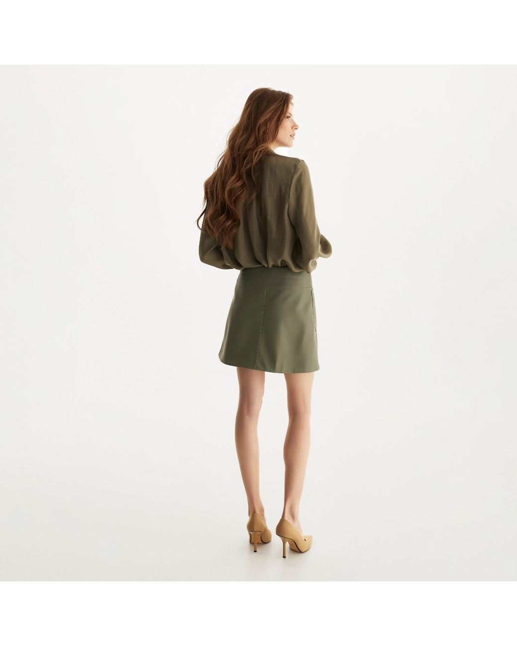 Lita Couture Green Button-Up Silk Shirt