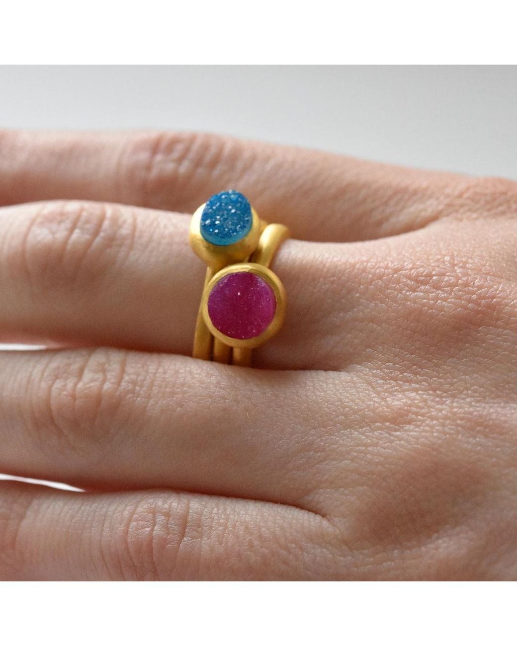 GEM BAZAAR Blue Balls Of Fire Stacking Ring