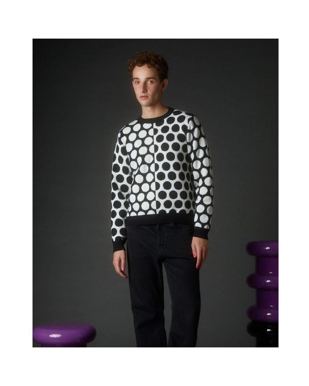 INGMARSON Black Reversed Circles Wool & Cashmere Jumper for men