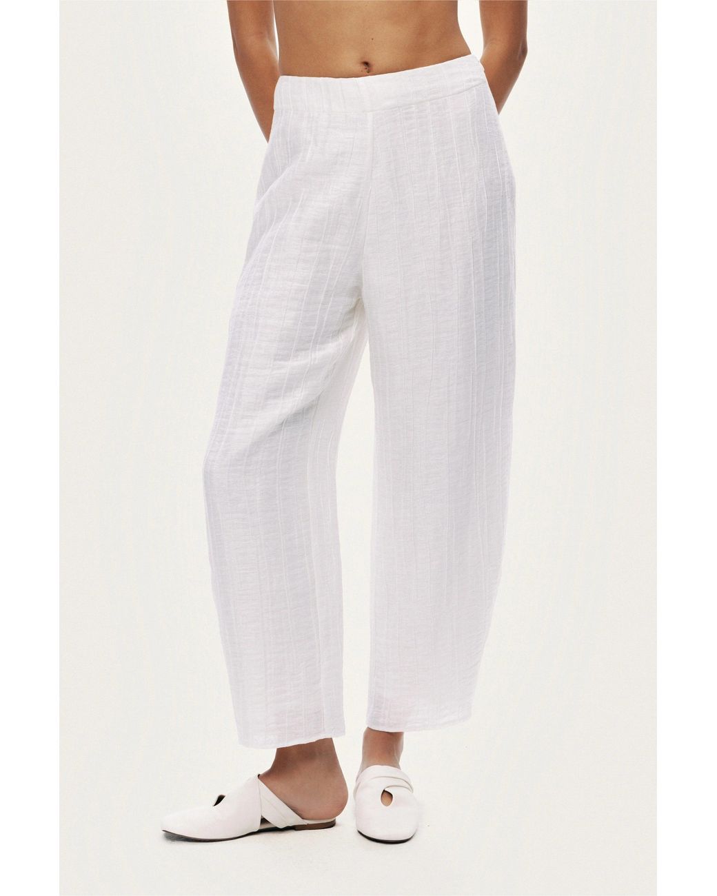Nocturne White Relaxed Linen Pants