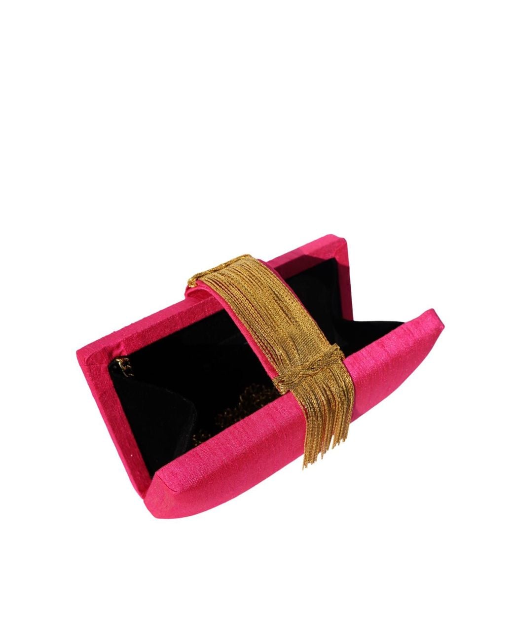 Simitri Pink Cranberry Sauce Fringe Clutch