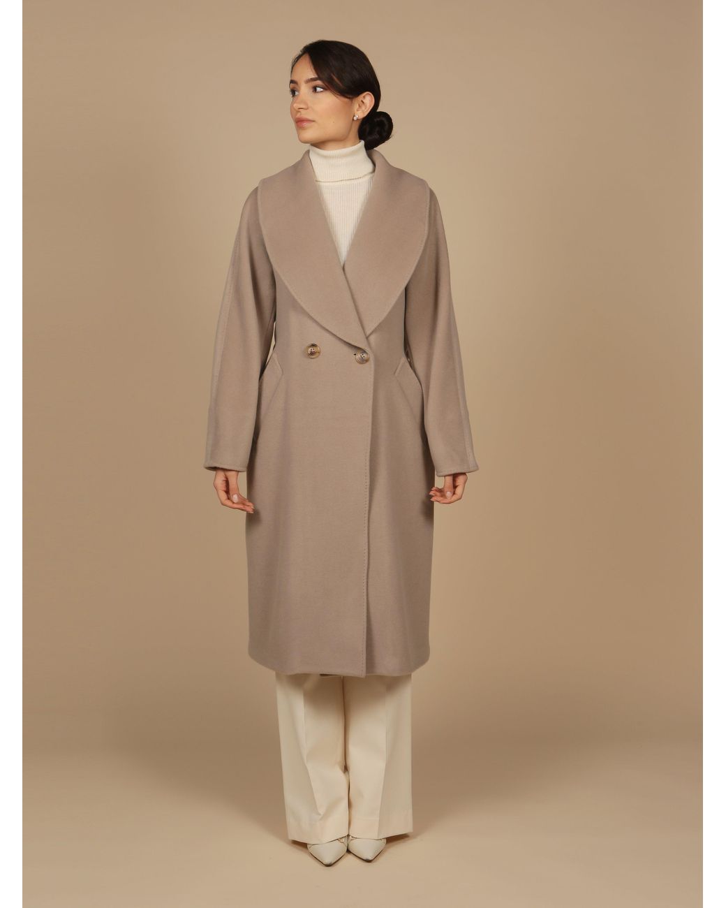 Santinni Brown 'Hepburn' 100% Italian Virgin Wool & Cashmere Coat