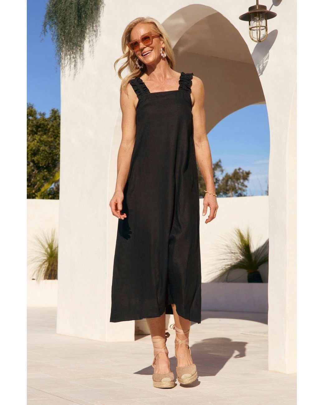 Adrift Clothing Black Claire Maxi Linen Dress