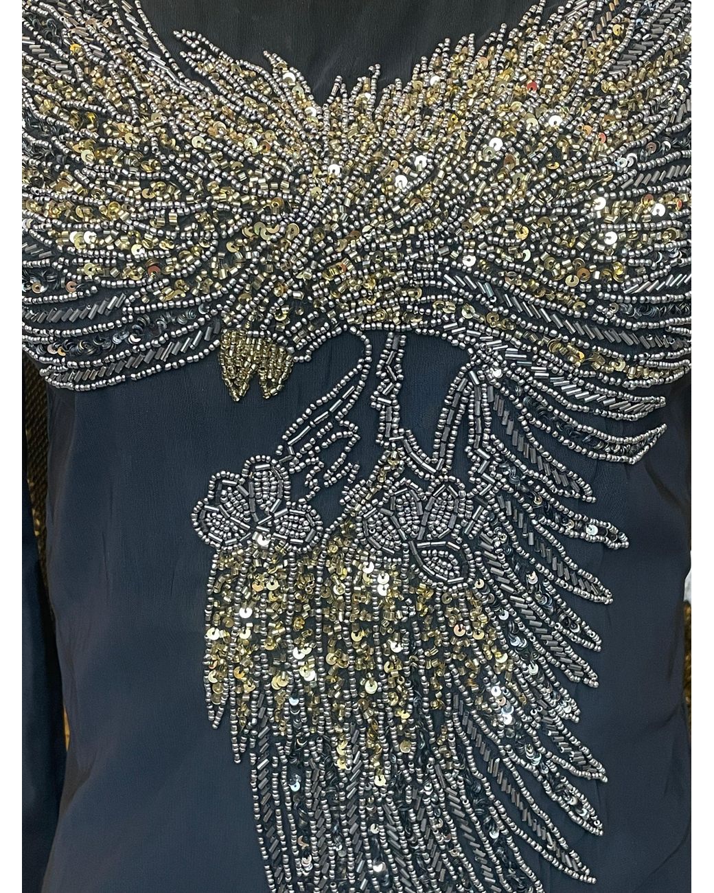 Any Old Iron Blue Golden Beady Eagle Sheer Shirt