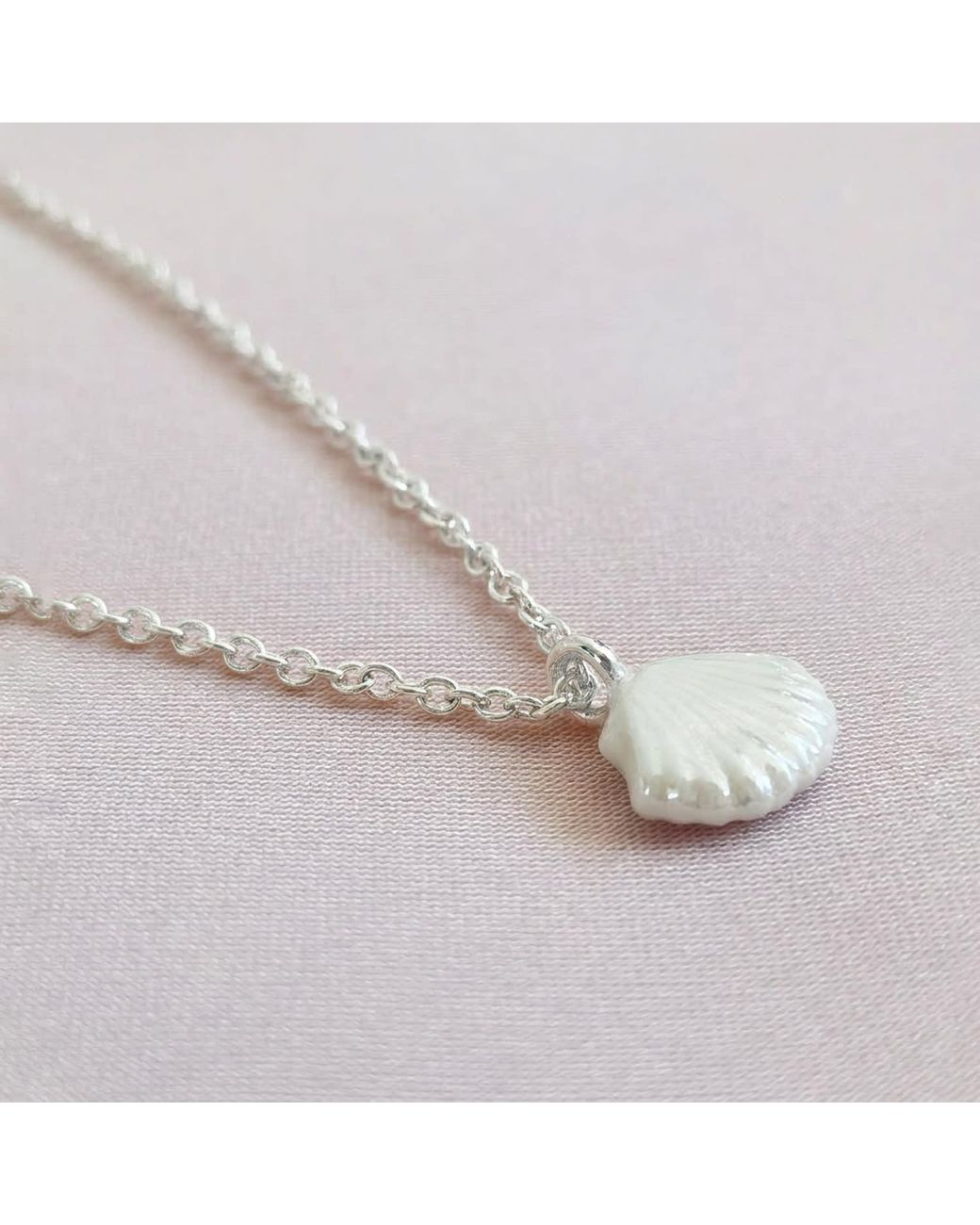 POPORCELAIN Metallic Mini Porcelain Seashell Necklace, Tone