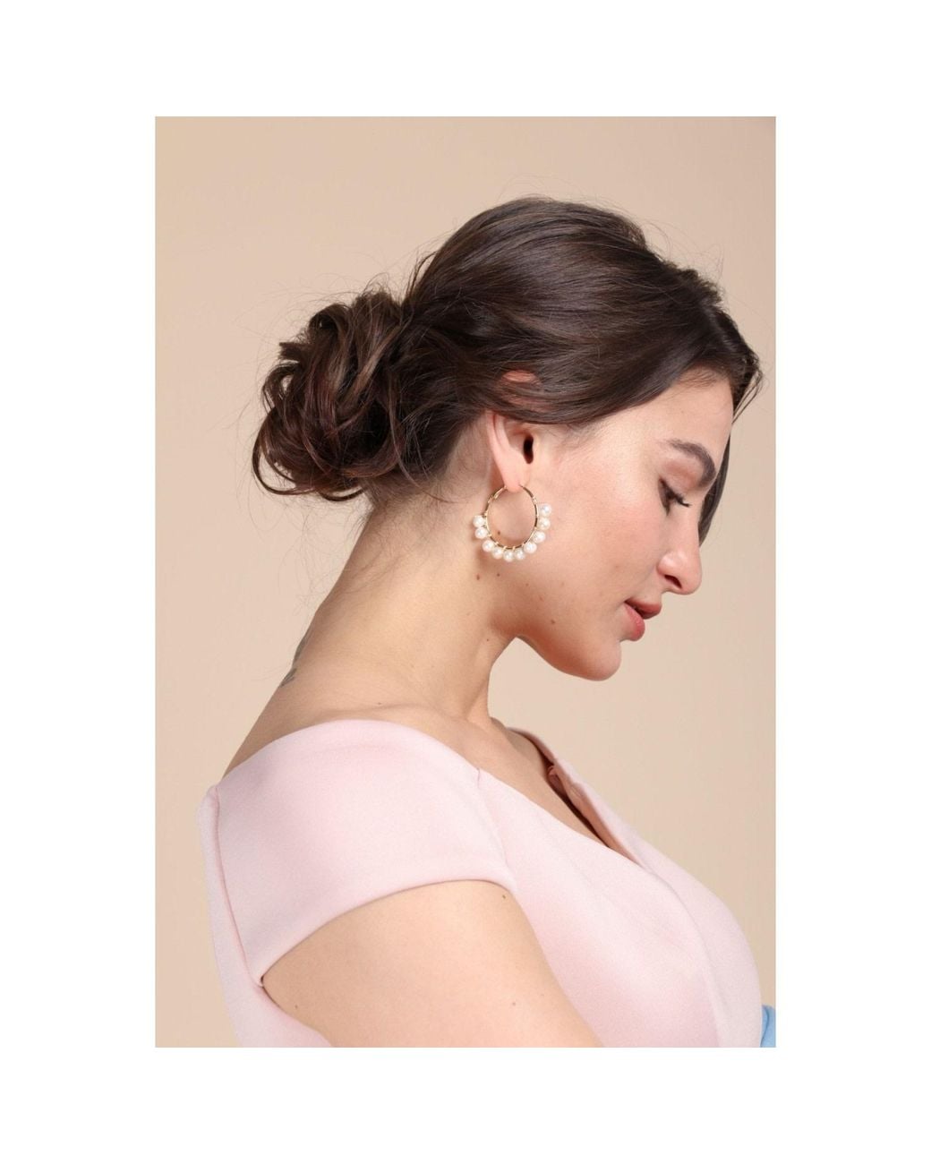 Saachi Metallic Freshwater Pearl Hoop Earrings