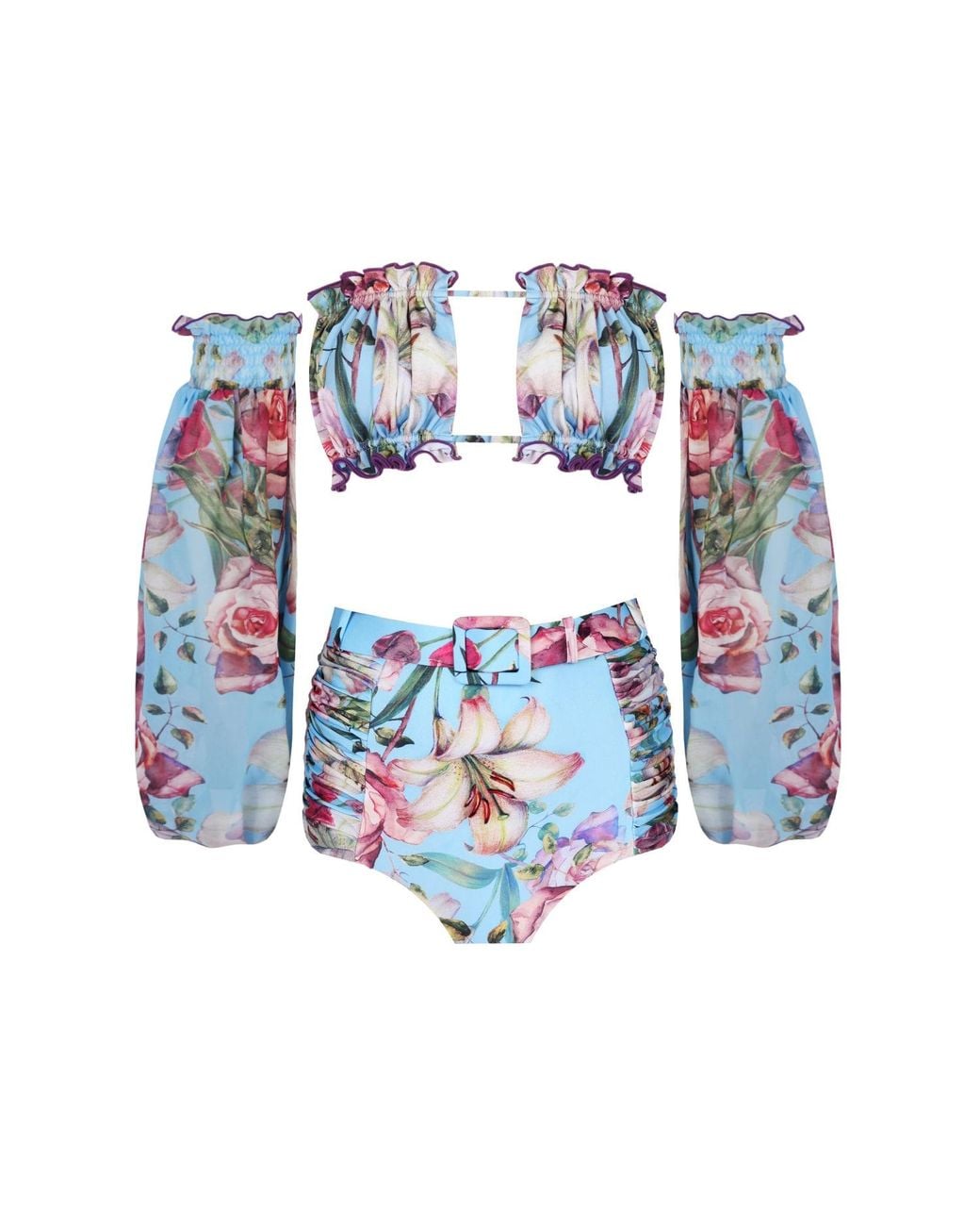 Nur Karaata Blue Sun Sleeve Blu Bikini Set