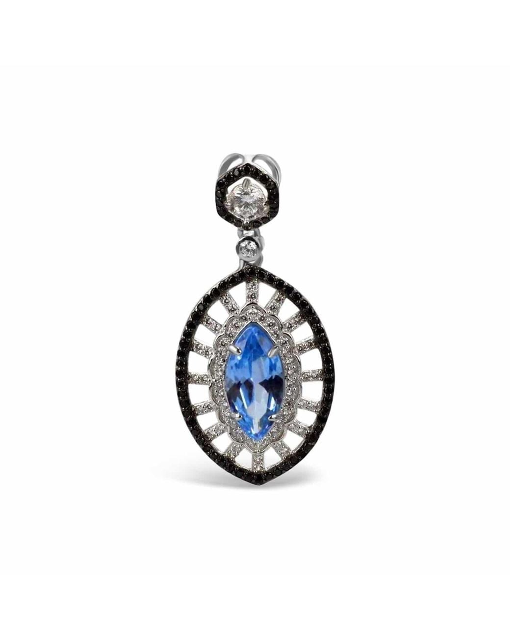 Bellus Domina Blue Sterling Charm And Cubic Zirconia Pendant