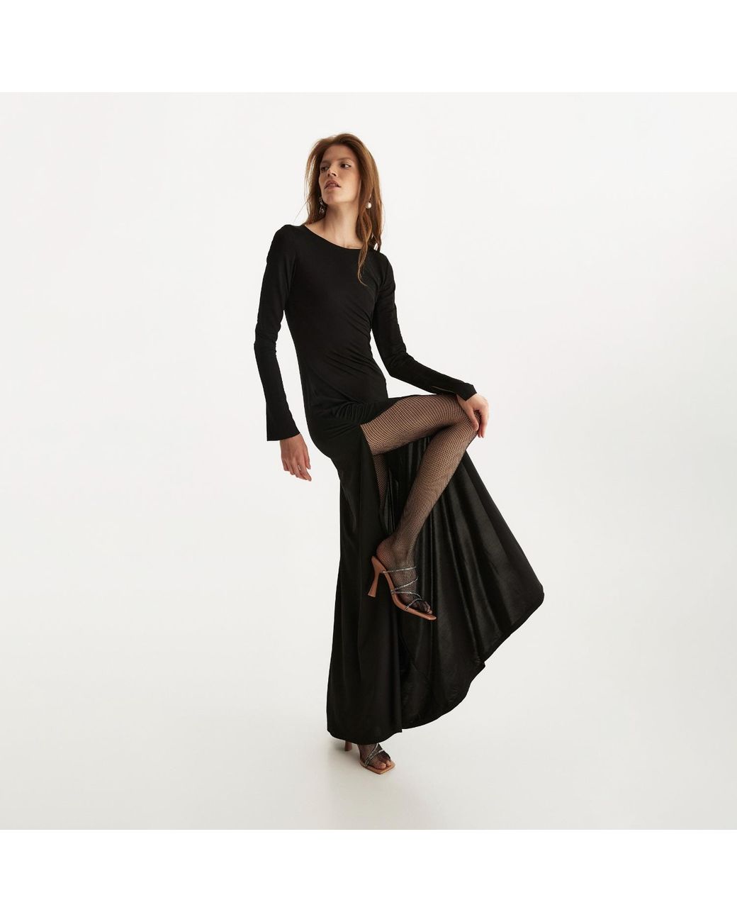 Lita Couture Black Open Back Dress With Side Split