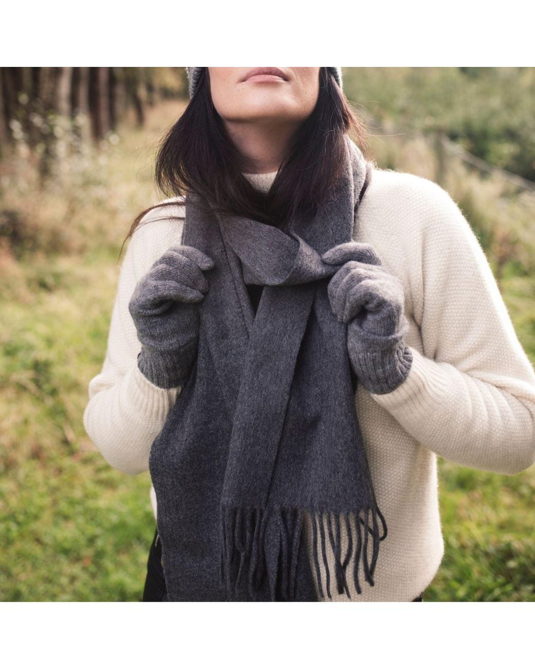 Kinalba Gray Oban Dark Cashmere Scarf for men