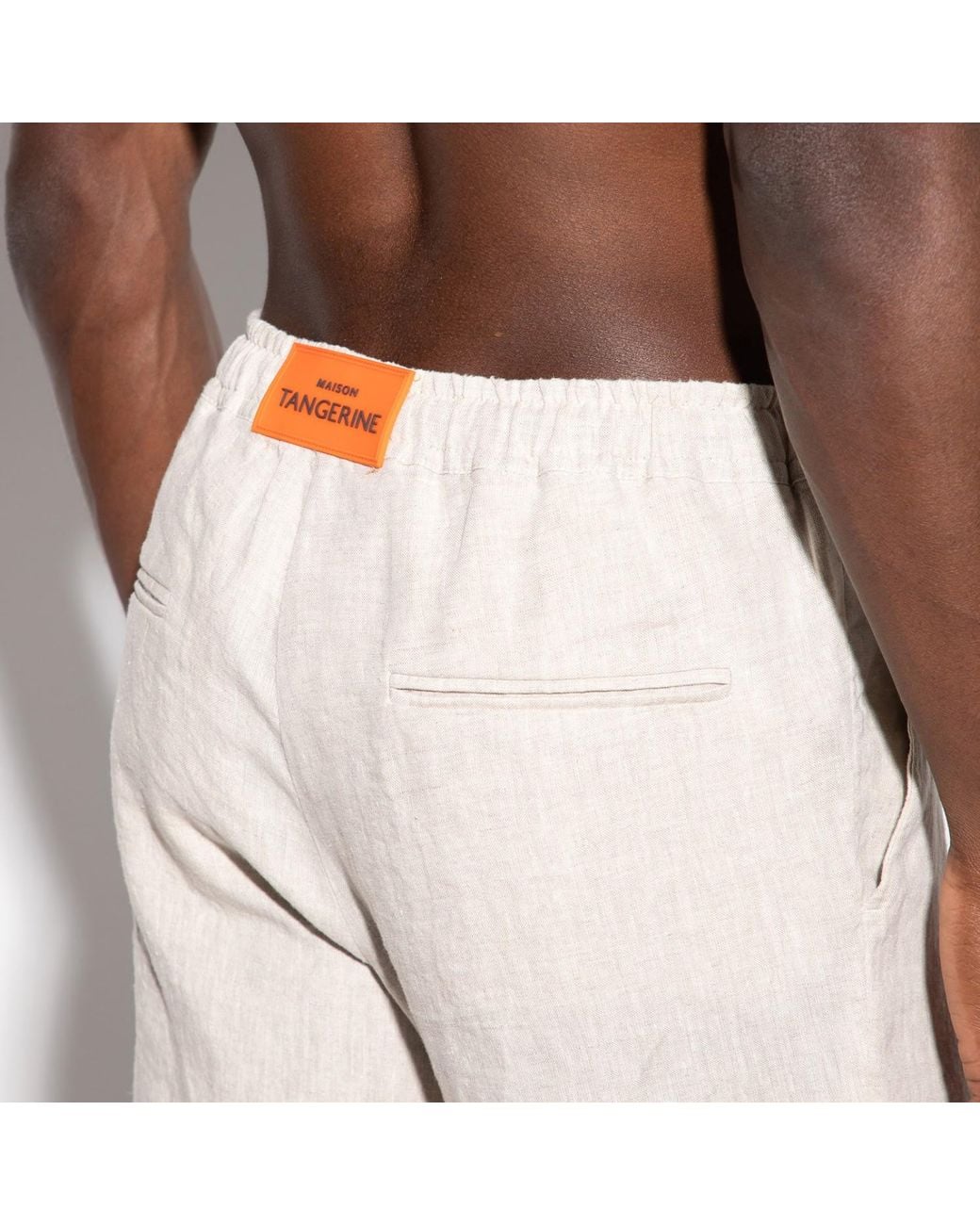 Maison Tangerine Natural Neutrals Neutral Sand Linen Long Pants For for men
