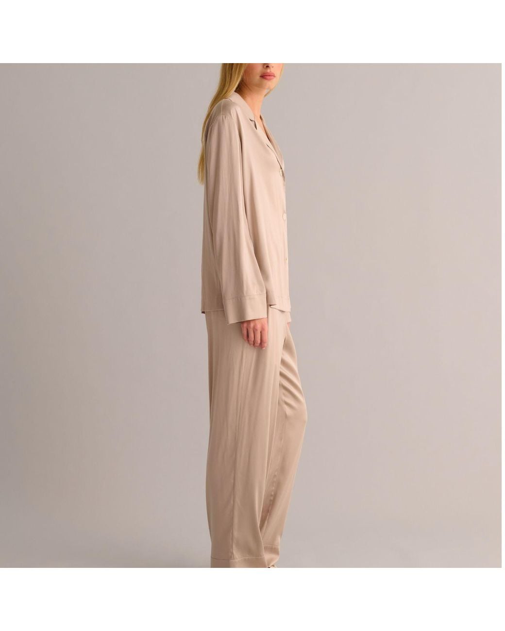 Mamu Dream White Neutrals Soft Classic Silk Pyjama Set