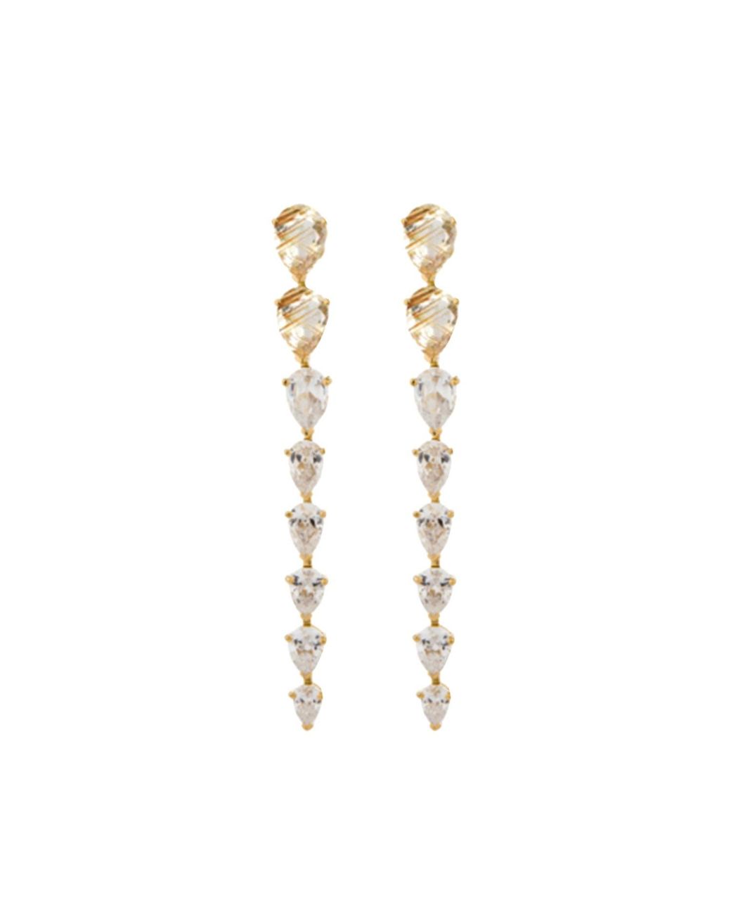 SALLY SKOUFIS Metallic Pure Drop Earrings With Rutile & Made Cz Diamond Stimulant
