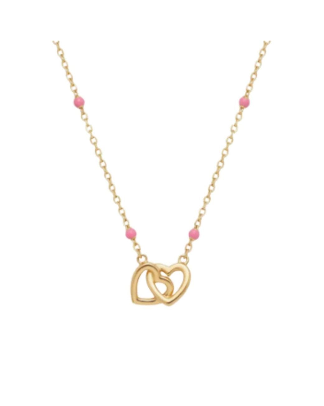 Argento Vivo Metallic Enamel Interlocking Heart Necklace