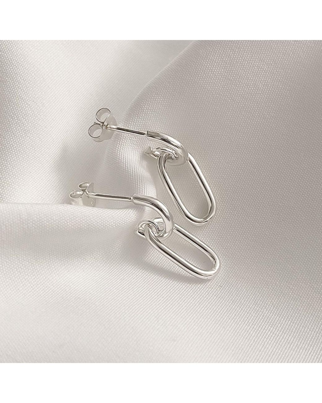 Cote Cache Metallic Oval Chain Link Drop Earrings