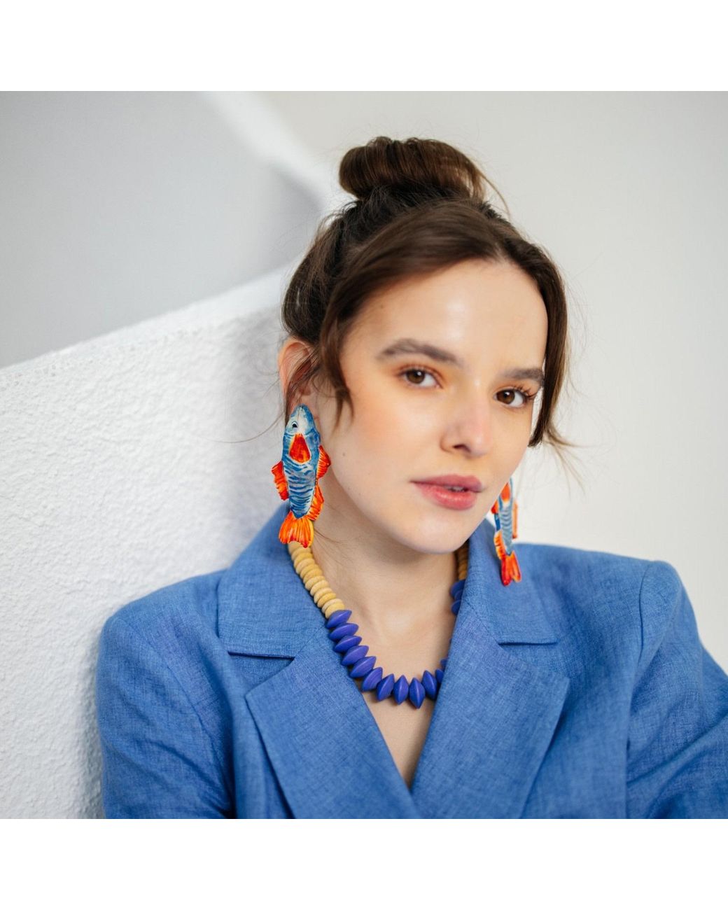 Sunset Magic Studio Blue African Statement Necklace