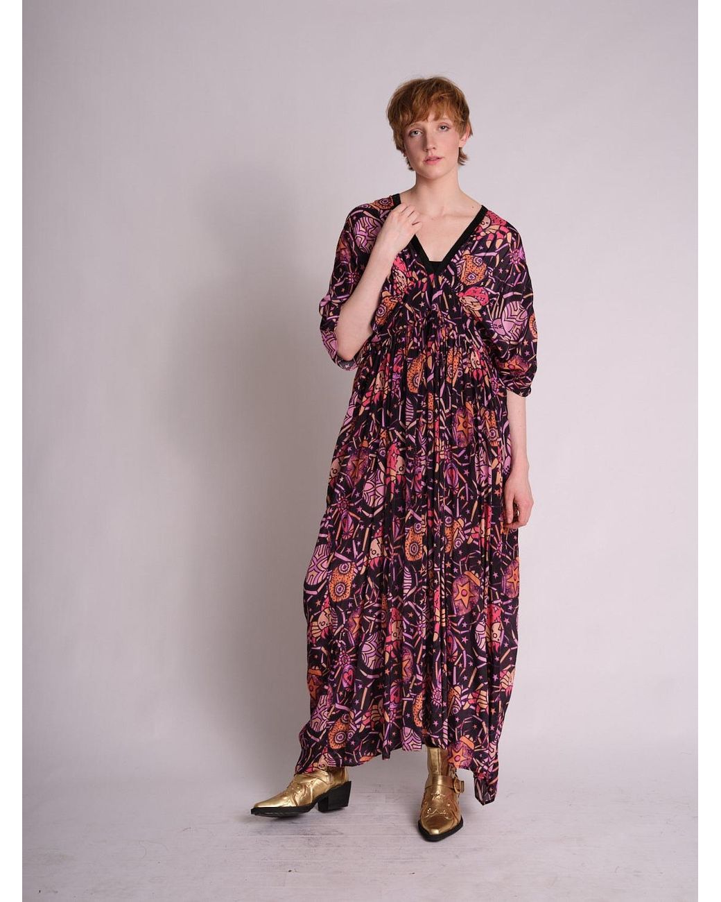 Any Old Iron Purple Spiders From Mars Kaftan Dress