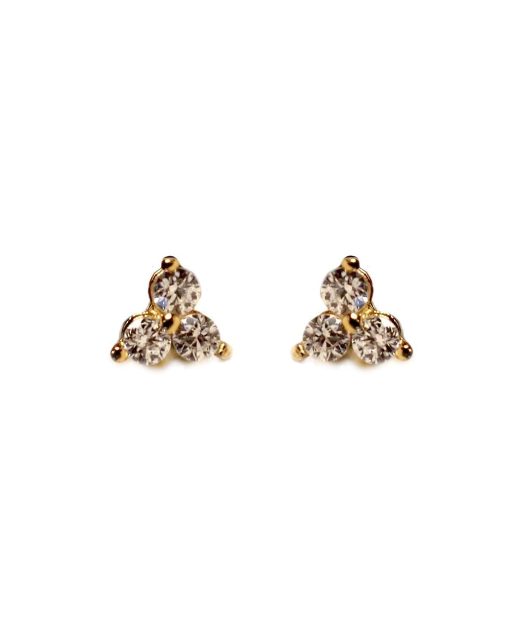 VicStoneNYC Fine Jewelry Metallic Natural Trio Diamond Stud Earrings
