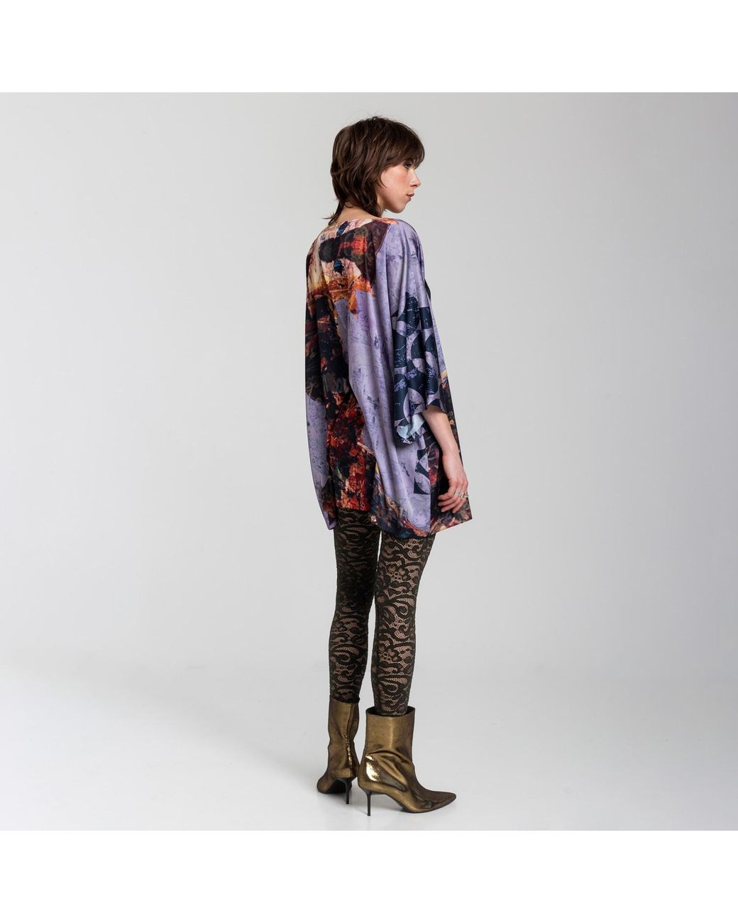 ARTISTA Blue Geisha Printed Satin Dress