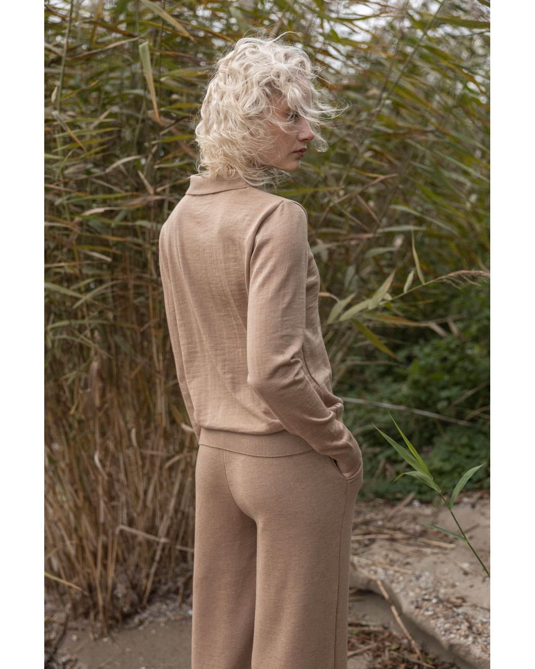 SALANIDA Natural Neutrals Galante 100% Merino Polo Top