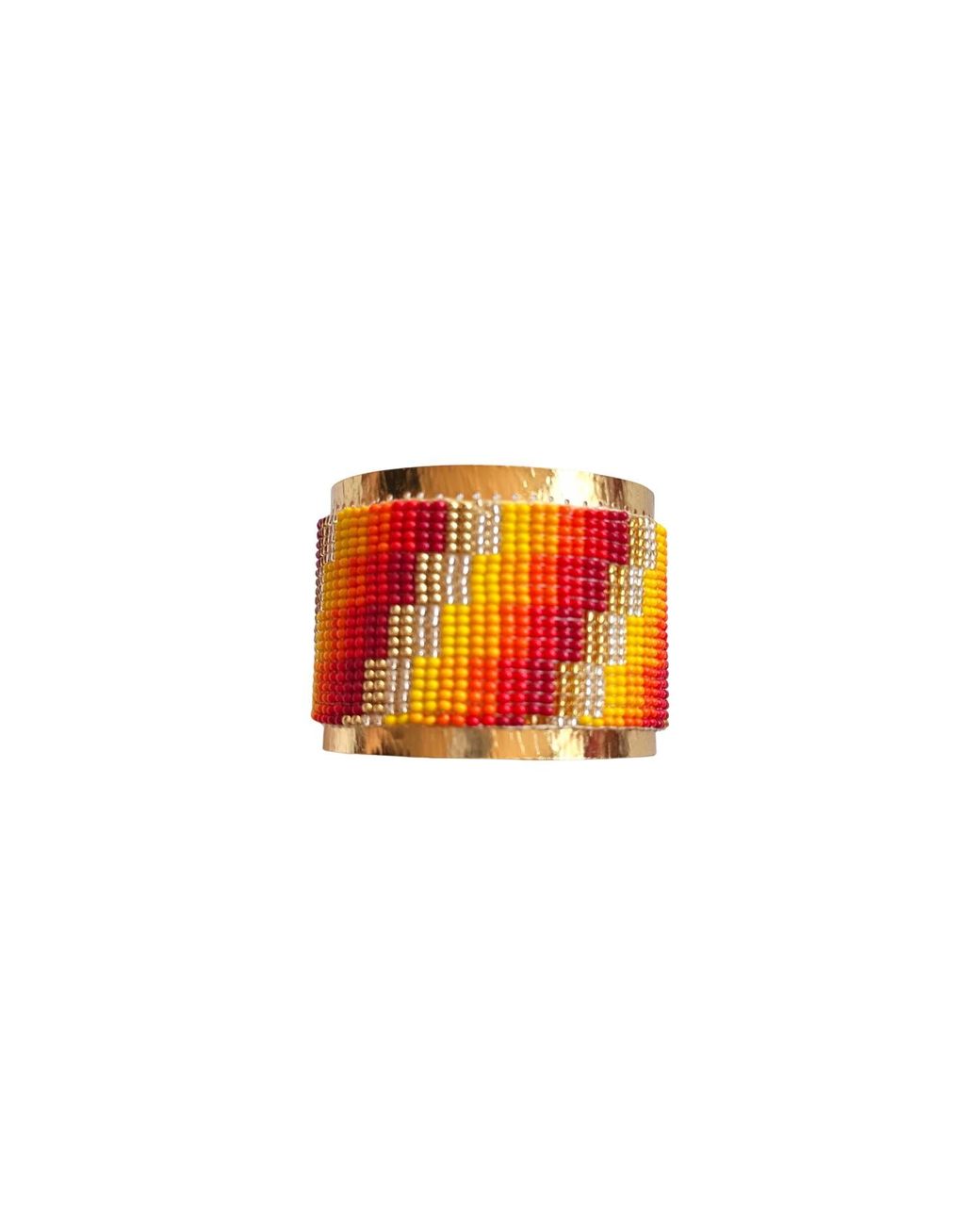 Iliana Arrazola Red Minimalist Deconstructed, Cuff Bracelet, And, Glass Beads, Beaded Jewelry