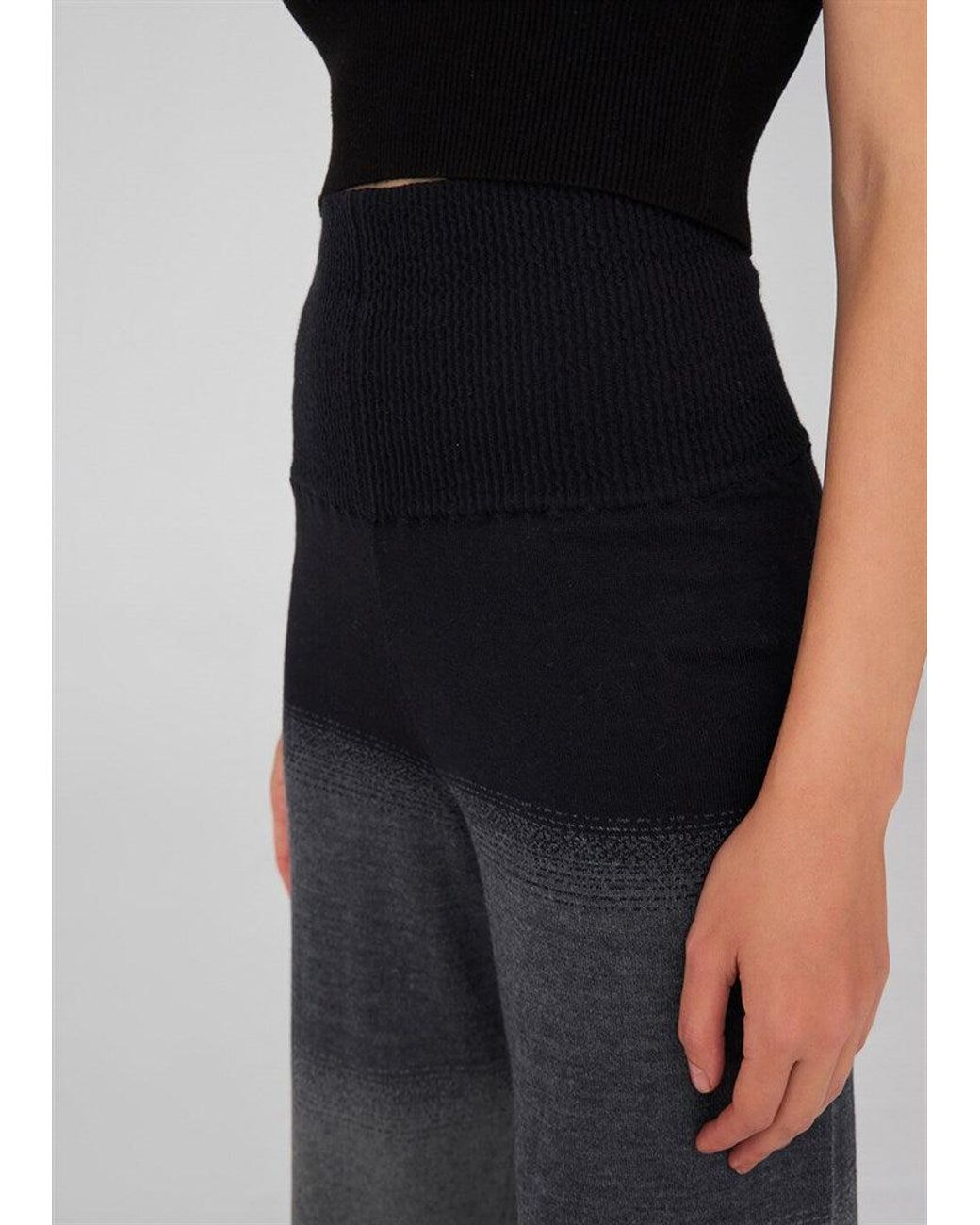 Peraluna Blue Color Transition Bell Bottom High-Waisted Knit Trousers