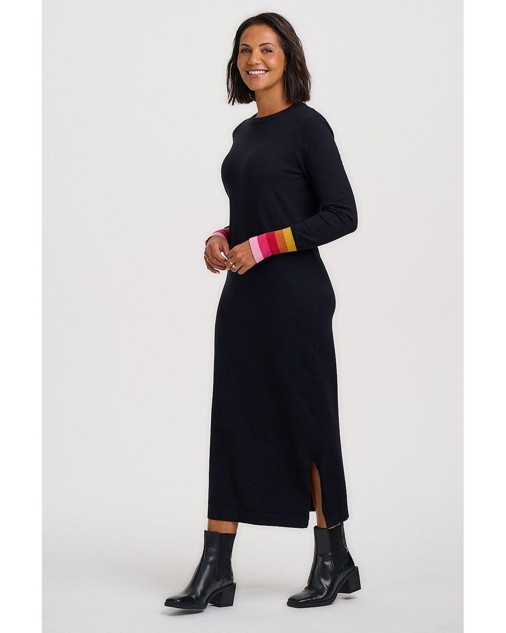 Sugarhill Black Liselle Knitted Midi Dress Sunset Sparkle